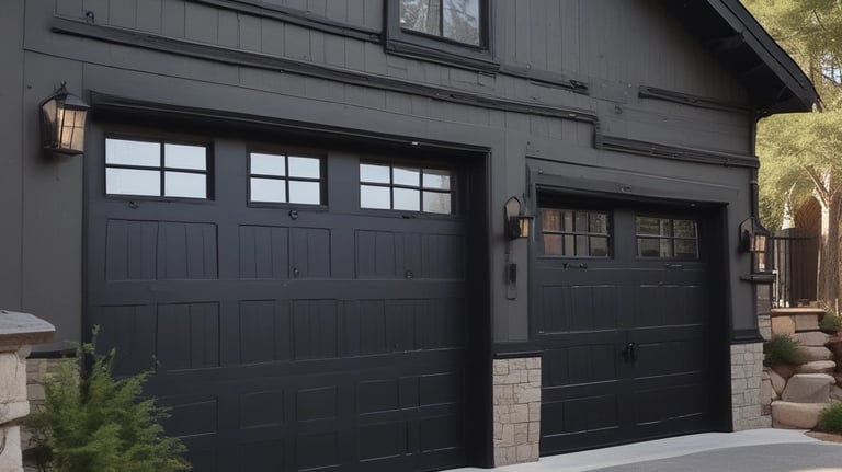 two black garage doors