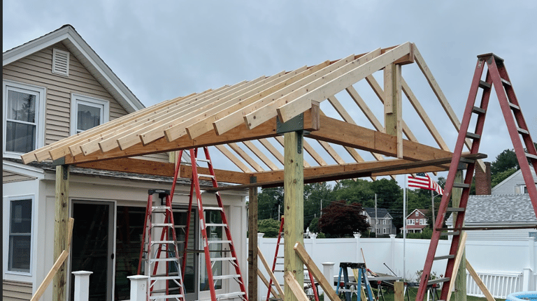 photo of the construction of a new addition to a home