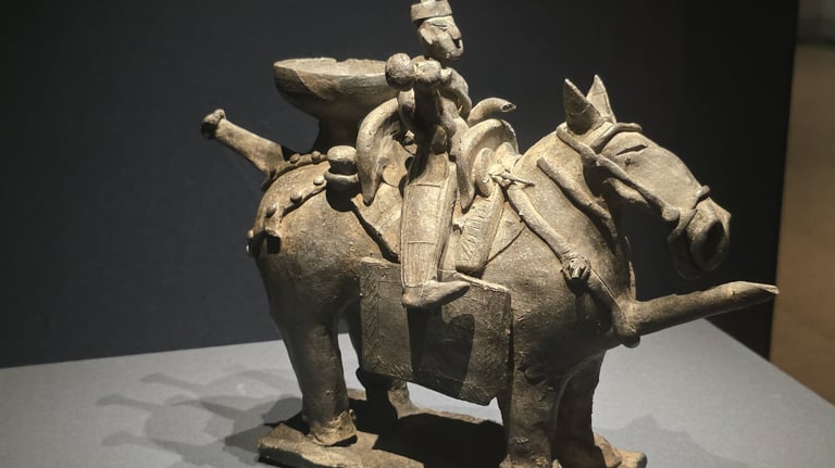 Silla horse and rider shaped pottery