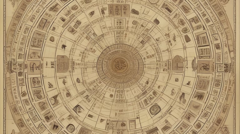 An open book with ancient Egyptian numerology illustrations.