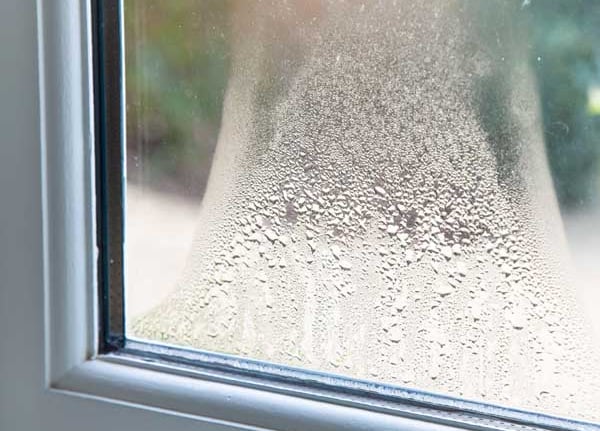 Picture of a misted glass sealed unit in a upvc window