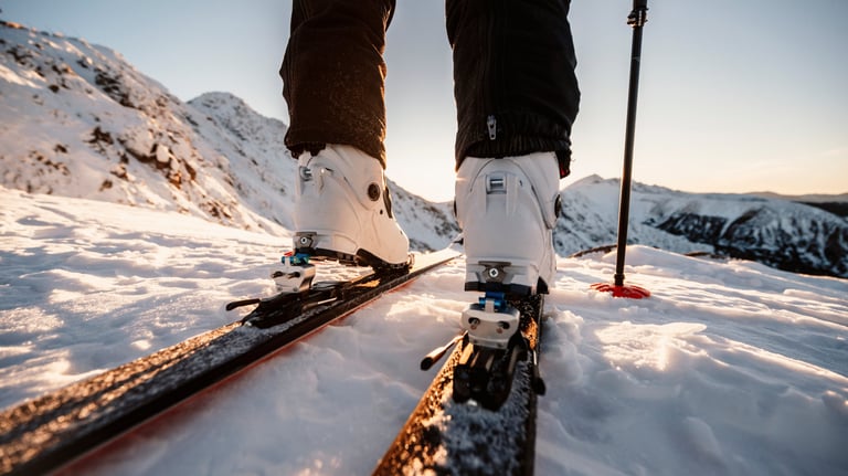 a person standing on skis in the snow