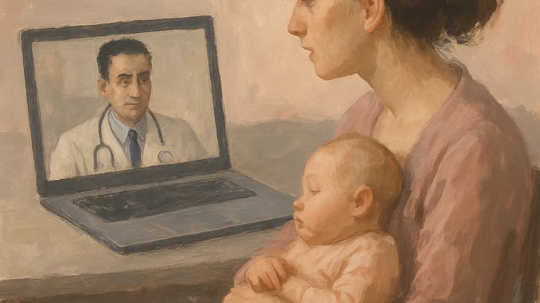 ibu menyusui sedang telekonsultasi dengan dokter laktasi