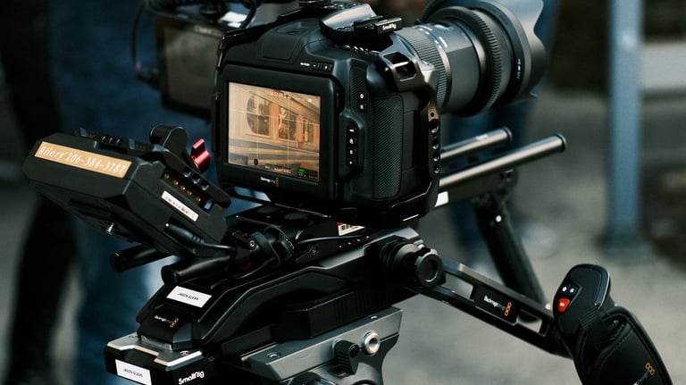 Production services film: a camera with another camera on a tripod