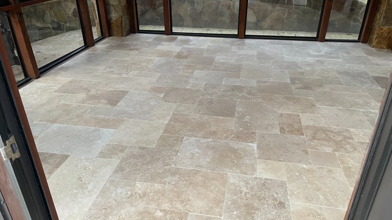 Travertine marble deck