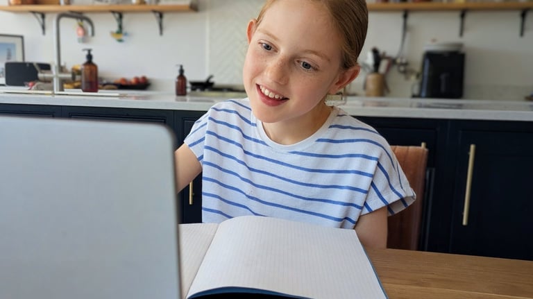 Primary aged child doing online tutoring in UK for 11+