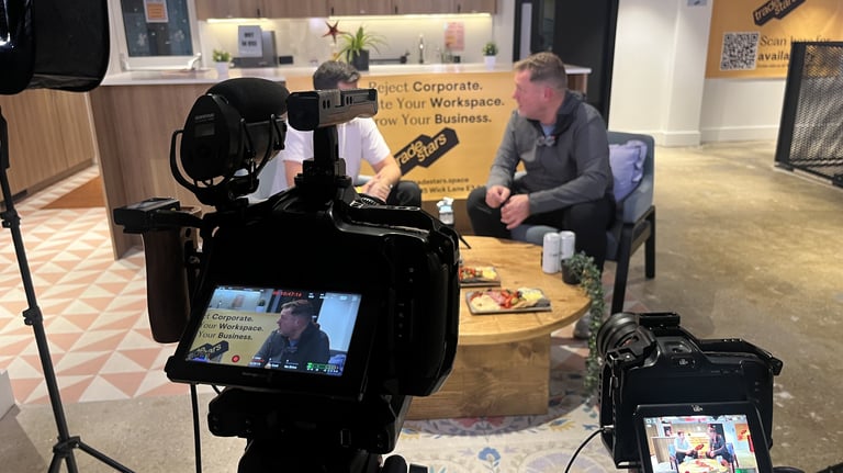 Multi camera interview filming session with Simon Squibb and Roy Shaby (Tradestars)