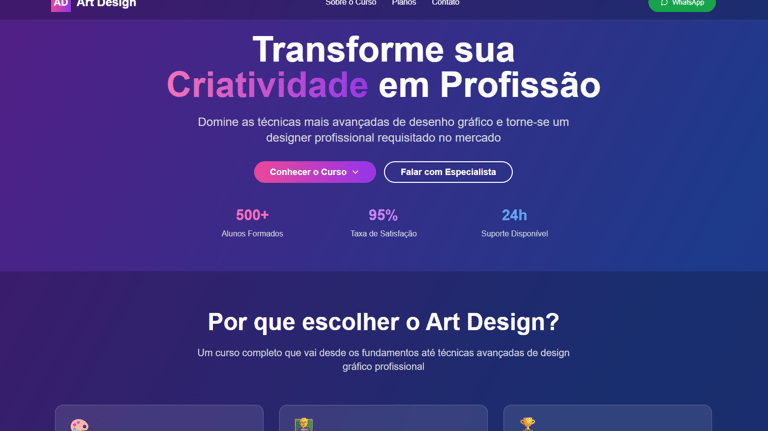 a website page with a purple background and a purple background