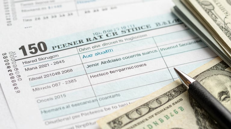 A professional reviewing financial documents in a modern office setting
