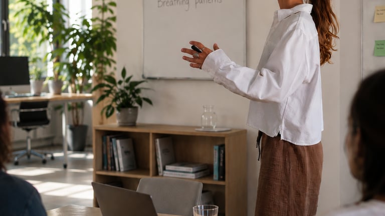 Jean leading a breathwork workshop in Leiden