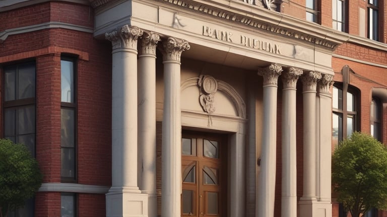 A professional consultant assisting a client with banking documents in a modern office.