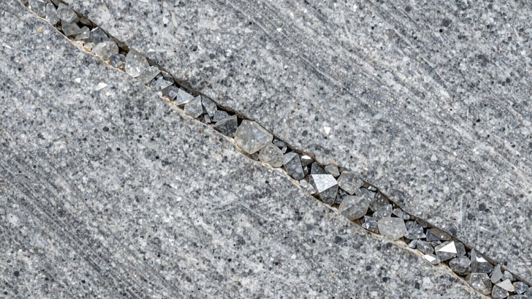 A high-resolution detail shot of a silver-grey granite slab with large crystalline structures, professional architectural photography style, reflecting timeless elegance.