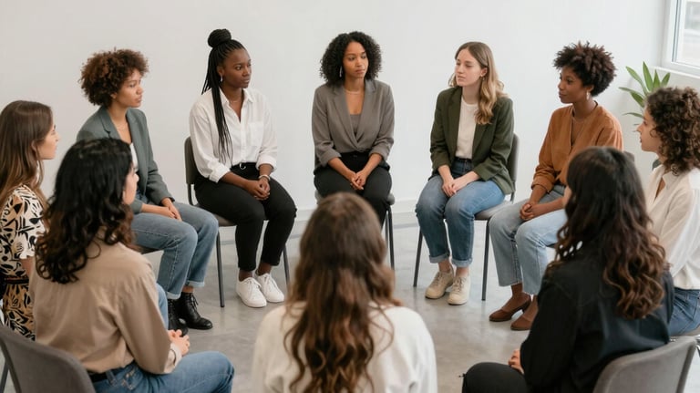 Women holding hands, healing together, 