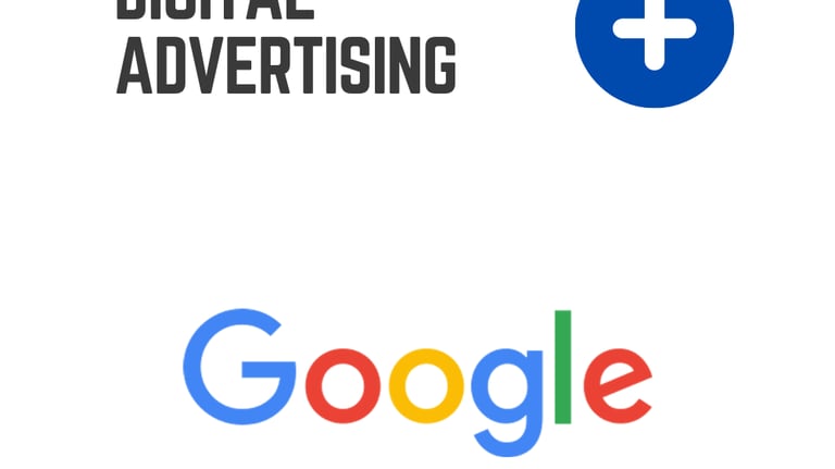 Digital advertising graphic featuring the Google and Meta logos for cross-platform marketing.