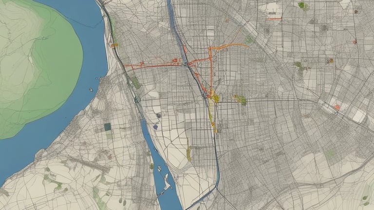 A curved facade covered in white latticework