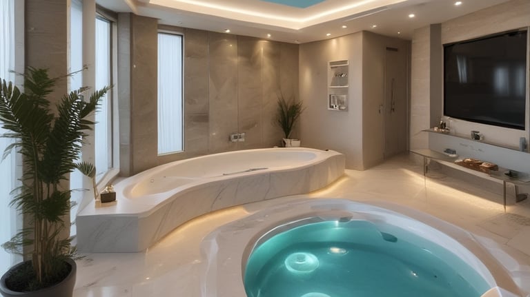 Close-up of a sparkling pool surface with fresh pebble finish under sunlight