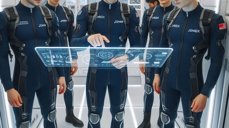 Equipo de jóvenes miran una pantalla tecnológica de cristal  en la Nave de Chatvo