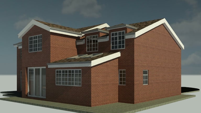 3D digital image of a kitchen extension for a fully detached property