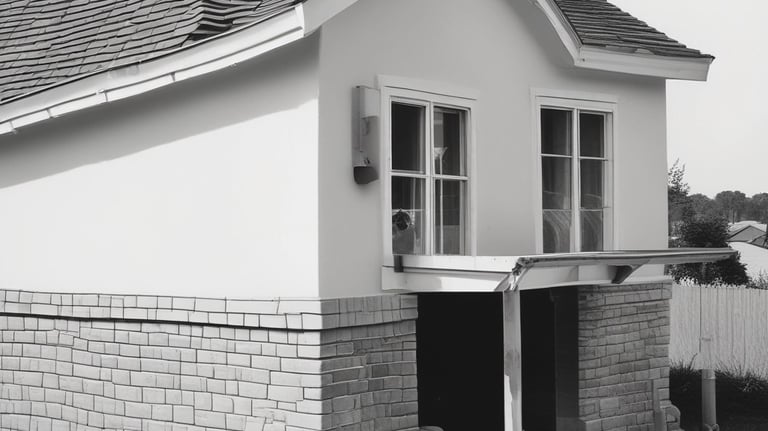 Inspector examining a home's roof under bright daylight
