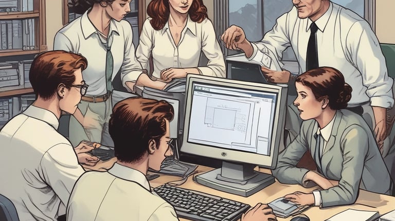 A diverse group of people collaborating on a project.