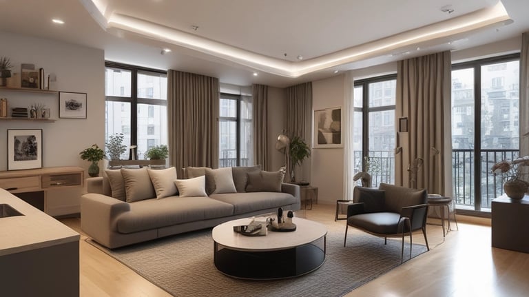 A modern office space captured in a vibrant 360-degree photo.