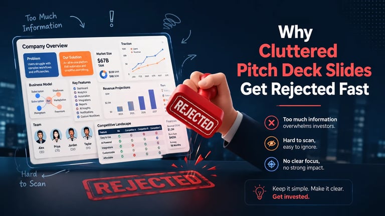 Why Cluttered Pitch Deck Slides Get Rejected Fast