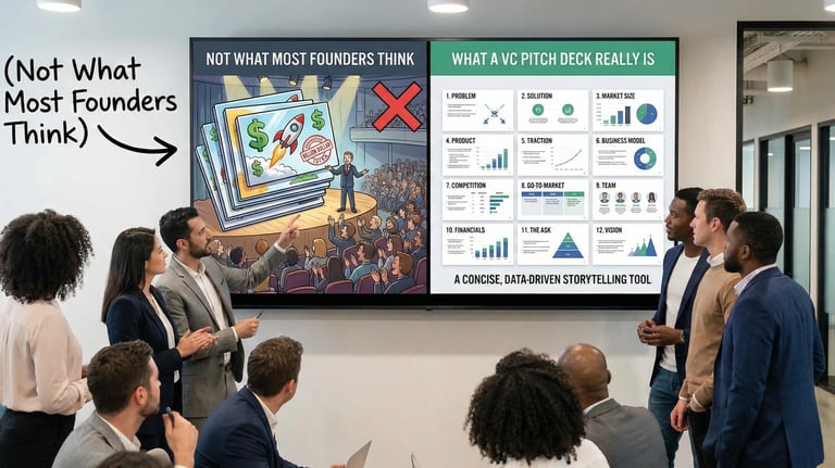 Comparison of pitch deck expectation versus reality