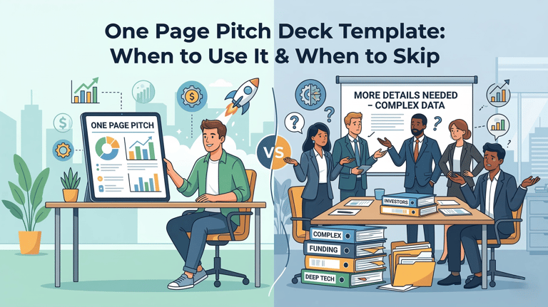 One Page Pitch Deck Template: When to Use It & When to Skip