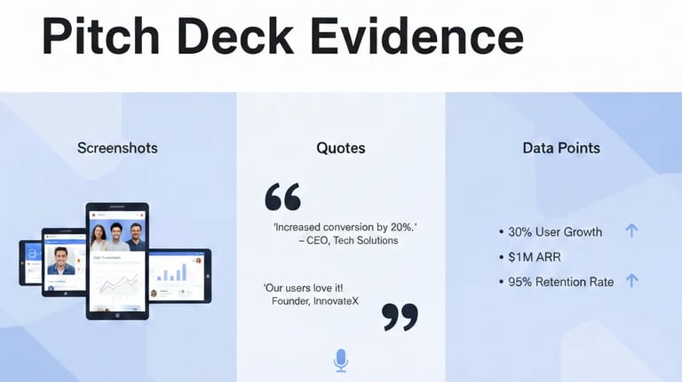 Pitch Deck Evidence: Screenshots vs Quotes vs Data Points