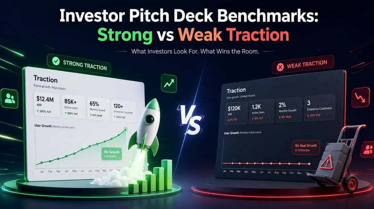 Investor Pitch Deck Benchmarks: Strong vs Weak Traction