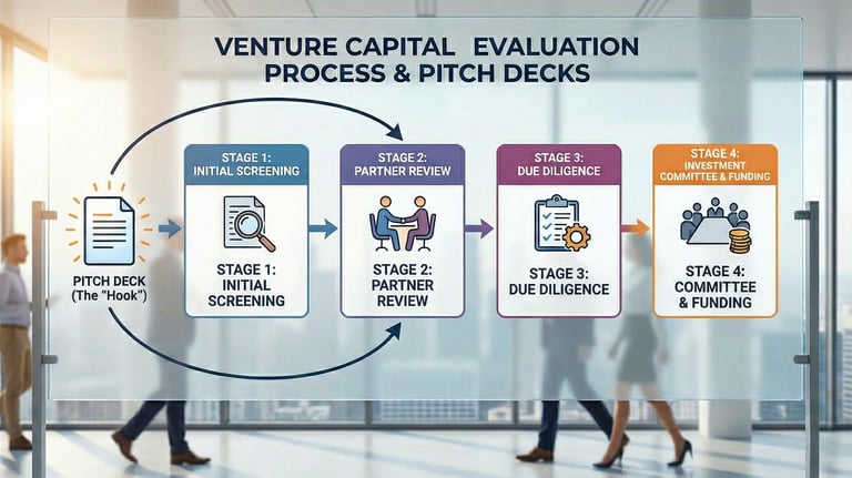 Venture capital evaluation process and funding stages