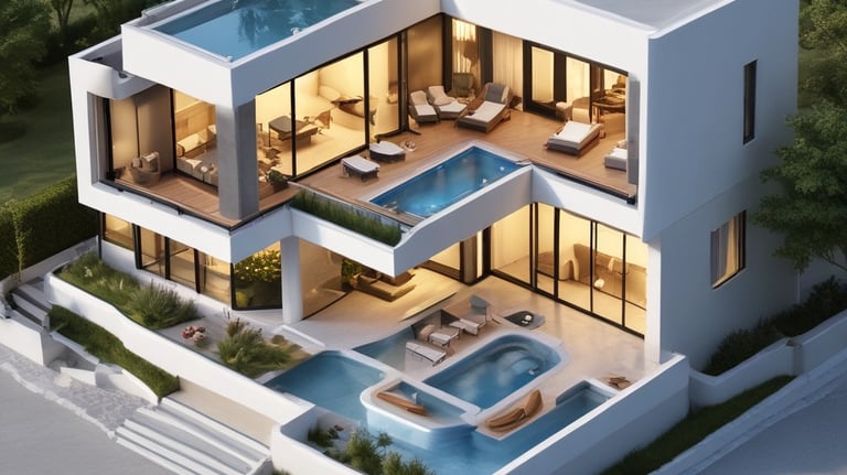 3D architectural model displayed on a computer screen