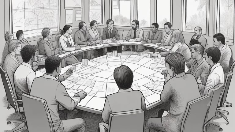 An active travel pathway with cyclists and pedestrians surrounded by lush greenery.