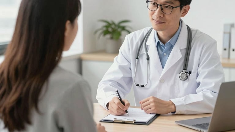 A consultant explaining Medicare risk adjustment data on a tablet to a medical team