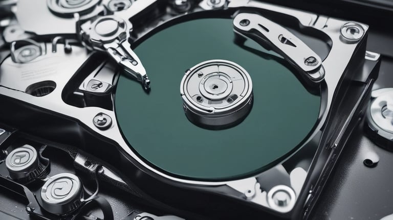 Hands recovering data from a hard drive with specialized equipment