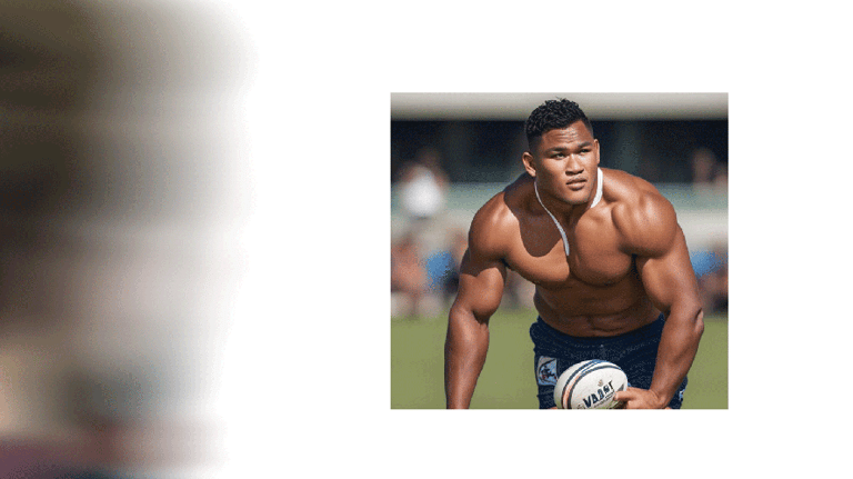 square athlete image with viewer walkby blur