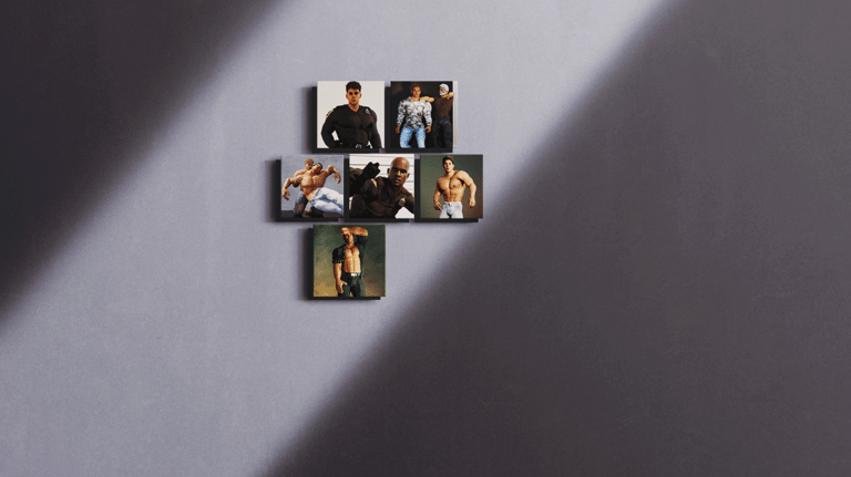 mock up male layout mounted on wall