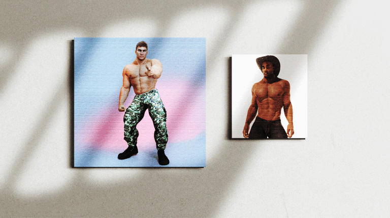 two framed images -- one rectangular, one square