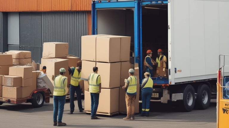 Stacks of diverse wholesale products neatly organized on pallets in a large distribution center