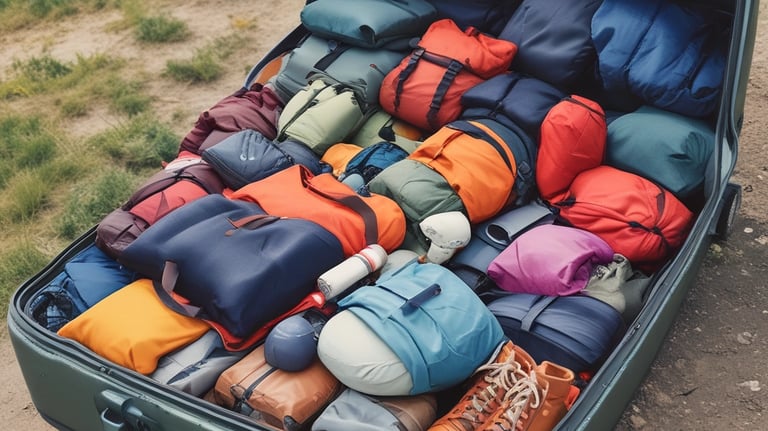 An open suitcase full of little packed bags representing internal baggage we need to unpack.