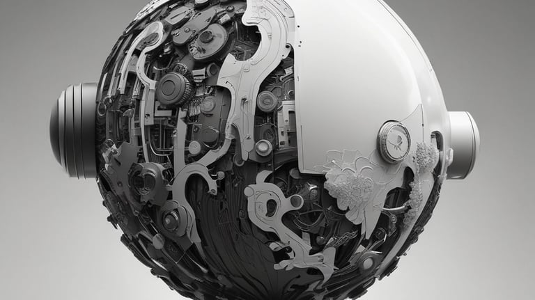 an abstract image of a sphere with dots and lines