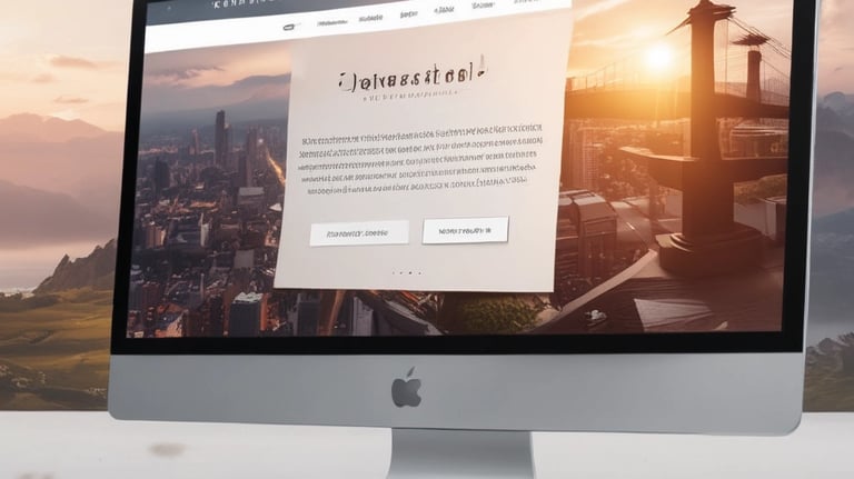 Minimalist website design displayed on a laptop with clean lines and bold colors