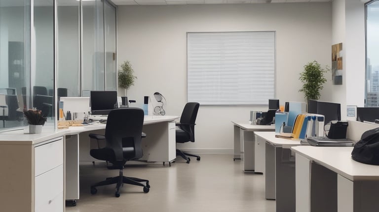 a large office with a lot of desks and chairs