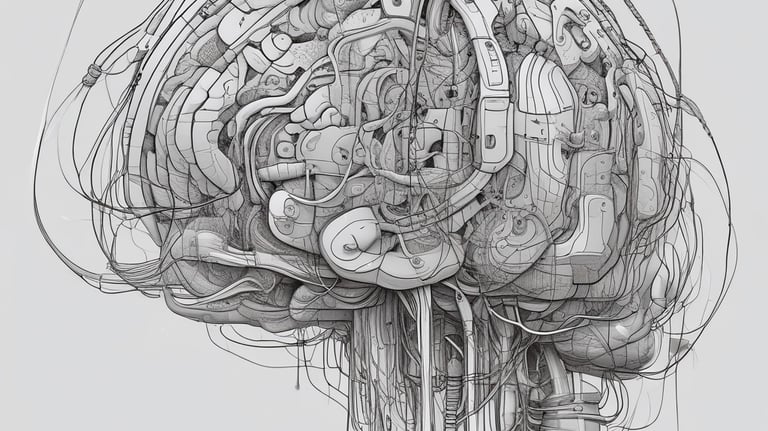 Abstract representation of interconnected AI models working together like an orchestra.