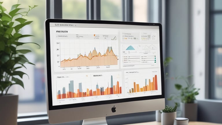 Una pantalla de ordenador que muestra análisis de datos comerciales y gráficos financieros