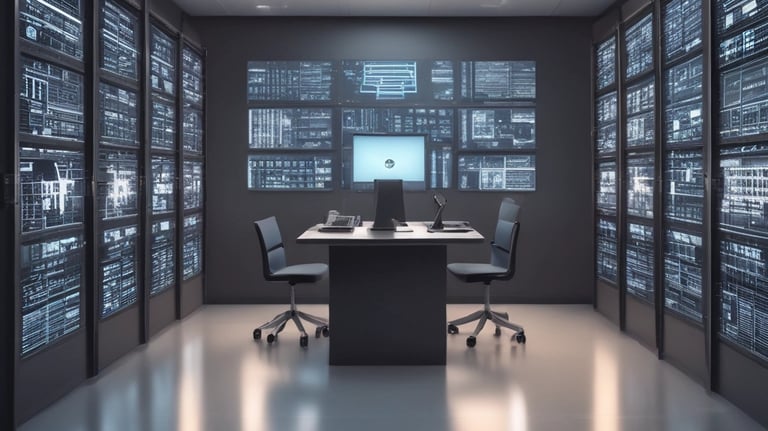 Cybersecurity expert analyzing AI system protections on multiple screens