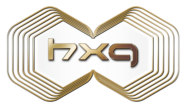 HXG Expo gold hexagonal logo representing technology and innovation exhibition