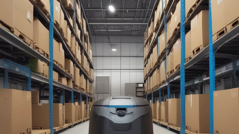 Close-up of a courier scanning a package with a handheld device.