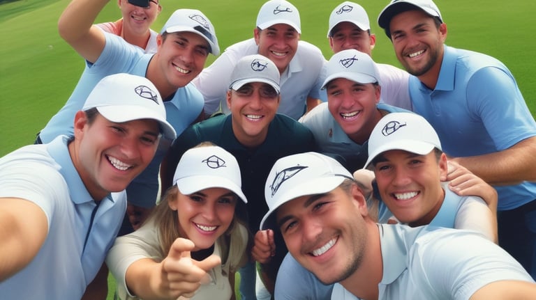 A man holding a golf club on top of a green