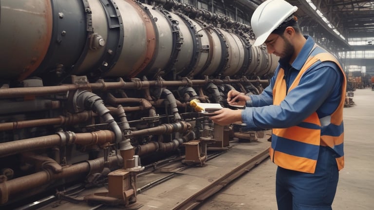 Technician performing maintenance on industrial machinery